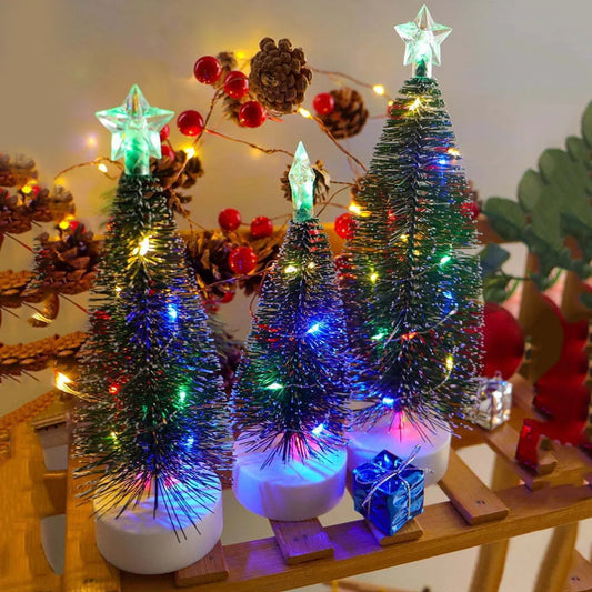Mini Christmas Trees with LED Light Decor Tabletop Crafting DIY