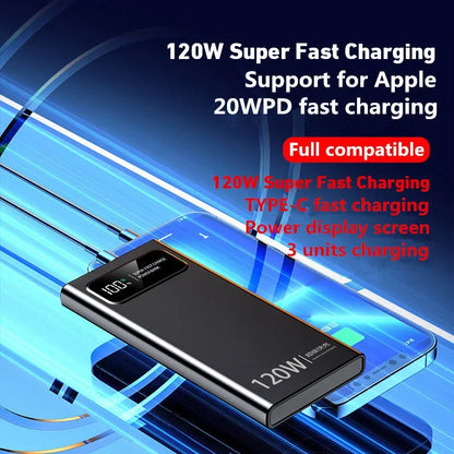 Power Bank 120W Super Fast Charging Battery High Capacity Digital