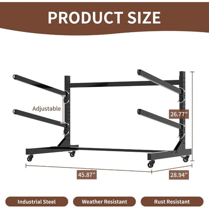 Heavy Duty Kayak Storage Rack with Wheels and Adjustable Feet Garage Outdoor