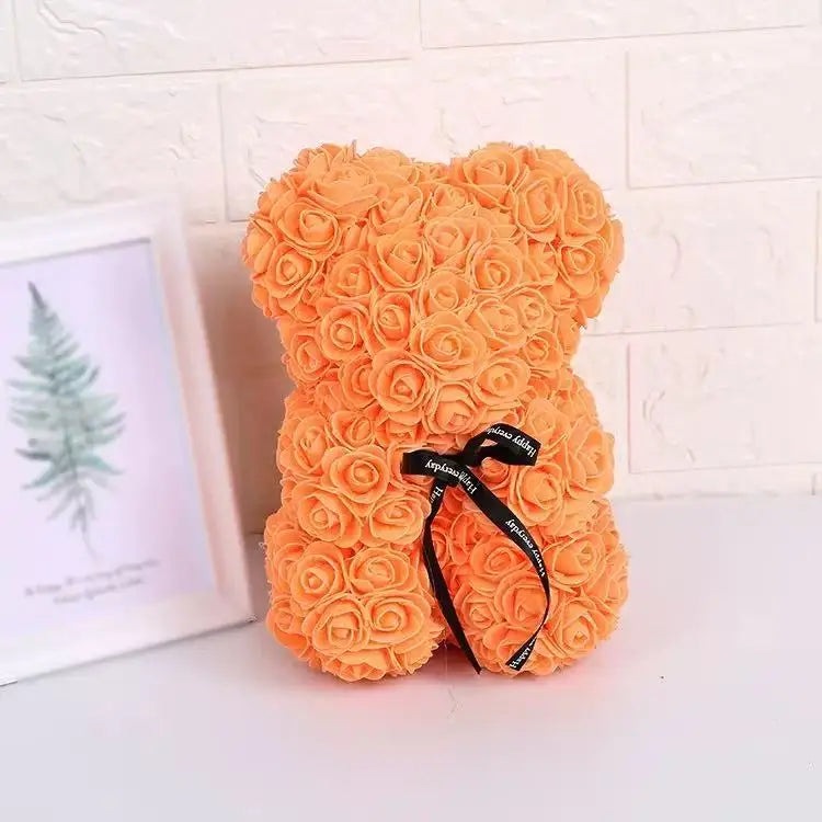 25cm Artificial Teddy Rose Flower Bear with Box Romantic