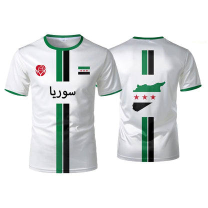 Syrian Flag Football Jerseys Men's Sports T-shirts Syrian National Emblem