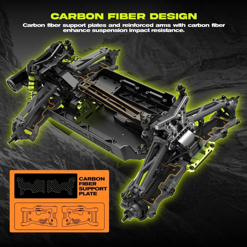 Mini 1:10 Carbon Fiber RC Car Roller For Adults, 4X4 Off-Road