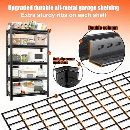 Heavy Duty Garage Shelving Metal Frame 5-Shelf