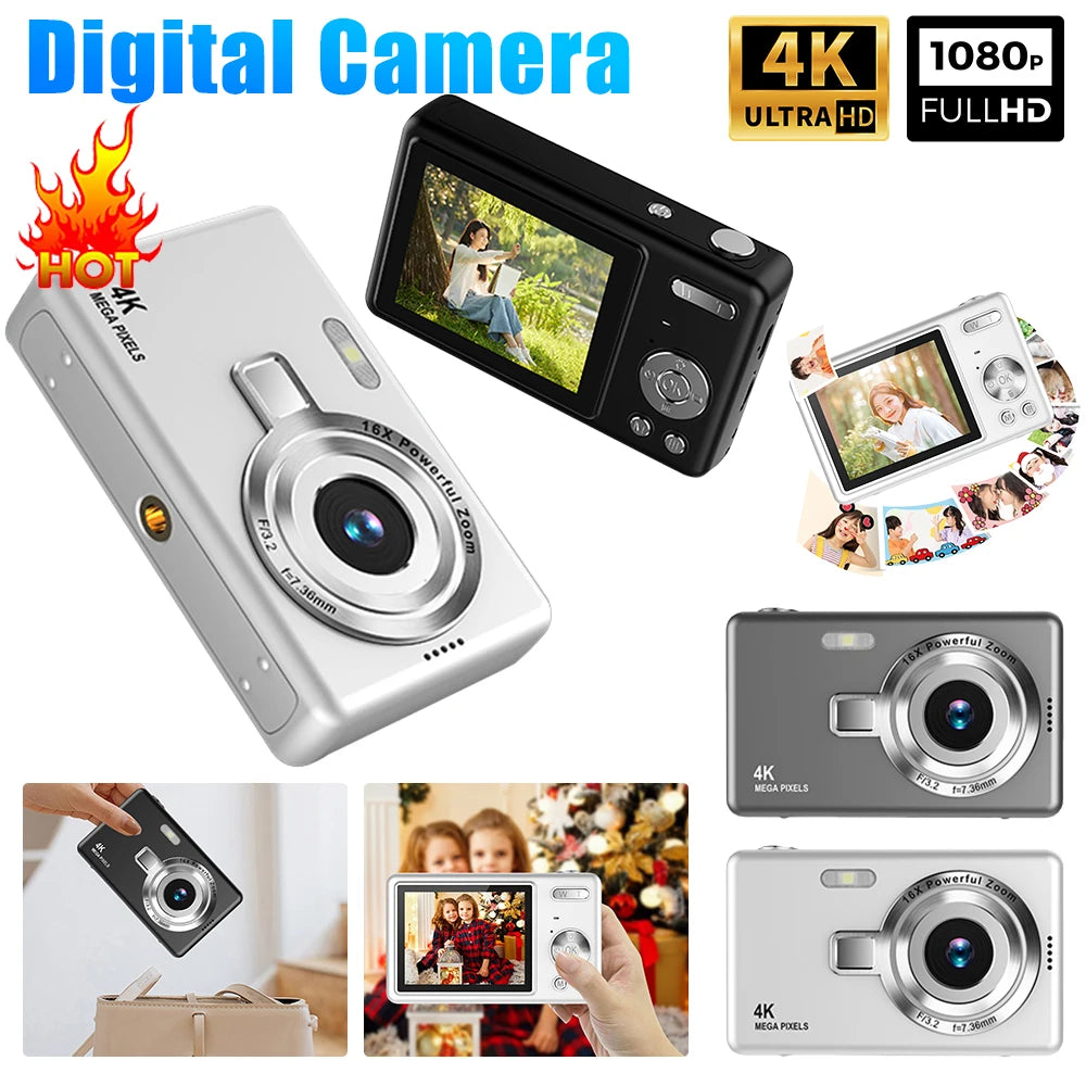 4K HD 1080P Digital Camera 96MP Portable Vlogging Camera