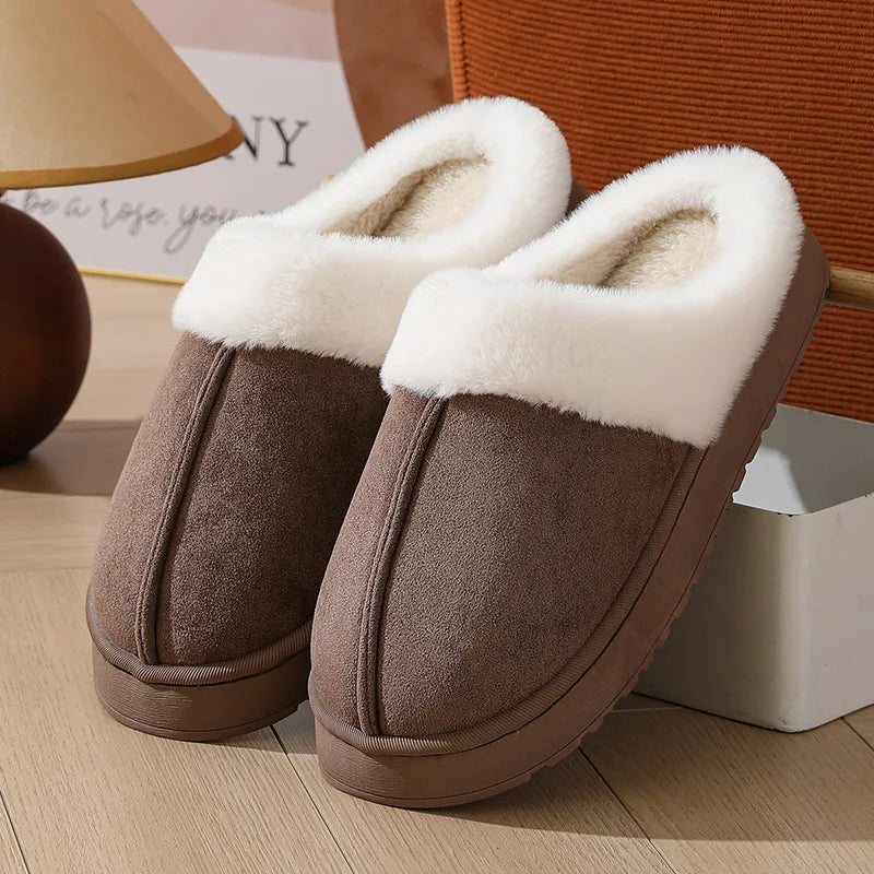 Women's plush slippers winter outdoor, thick sole