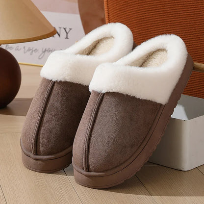 Women's plush slippers winter outdoor, thick sole