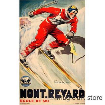 Retro Zermatt Chamonix Skiing Art Poster Vintage Australia