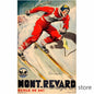 Retro Zermatt Chamonix Skiing Art Poster Vintage Australia