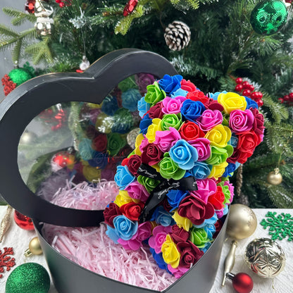 25cm Artificial Teddy Rose Flower Bear with Box Romantic