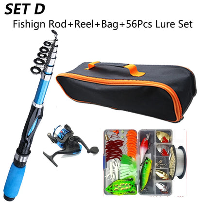 1.2M Fishing Rod Full Kits Telescopic Sea Spinning Reel Lure Set