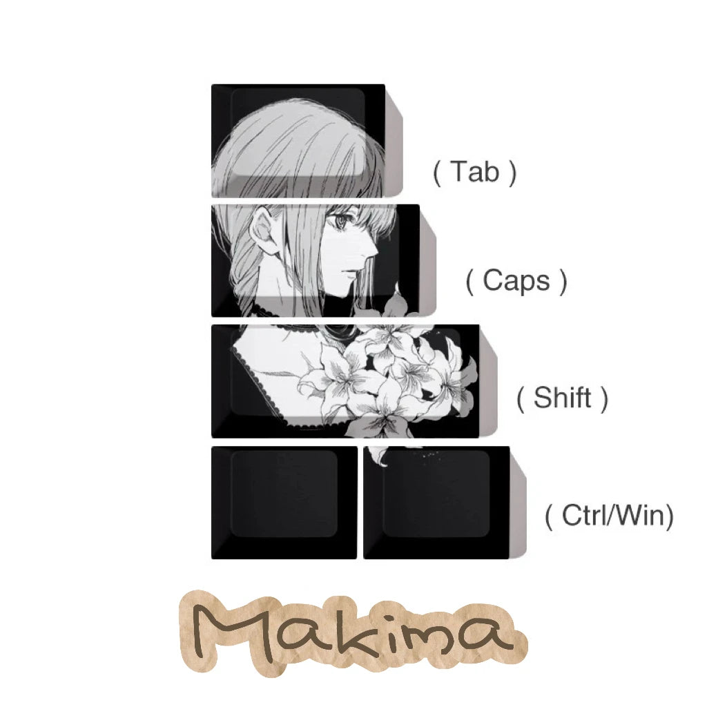 Makima Anime Keycaps Cartoon 129 Keys PBT Keycap Chreey Keycaps