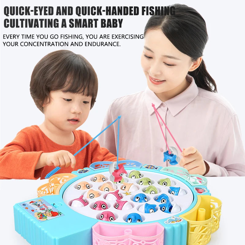 Magnetic Rotating Fishing Game Plate - Fishing Toy with Music