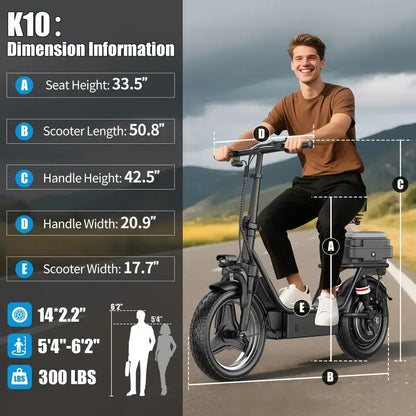 Folding electric scooter with trunk, 500W motor