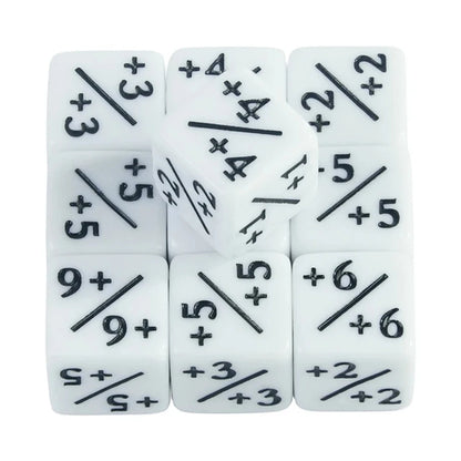 10pcs/set Six Sided Dice Set D6 Counters +1/+1 and -1/-1 Set for Math Teaching ,Kid Arithmetic Toys, Card Game Accessories
