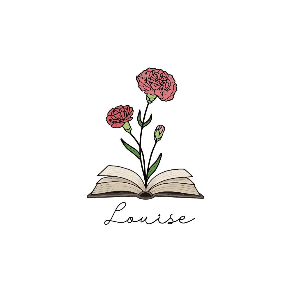 1pc Name Bookmark with Birth Flower,Custom Leather Birth Flower