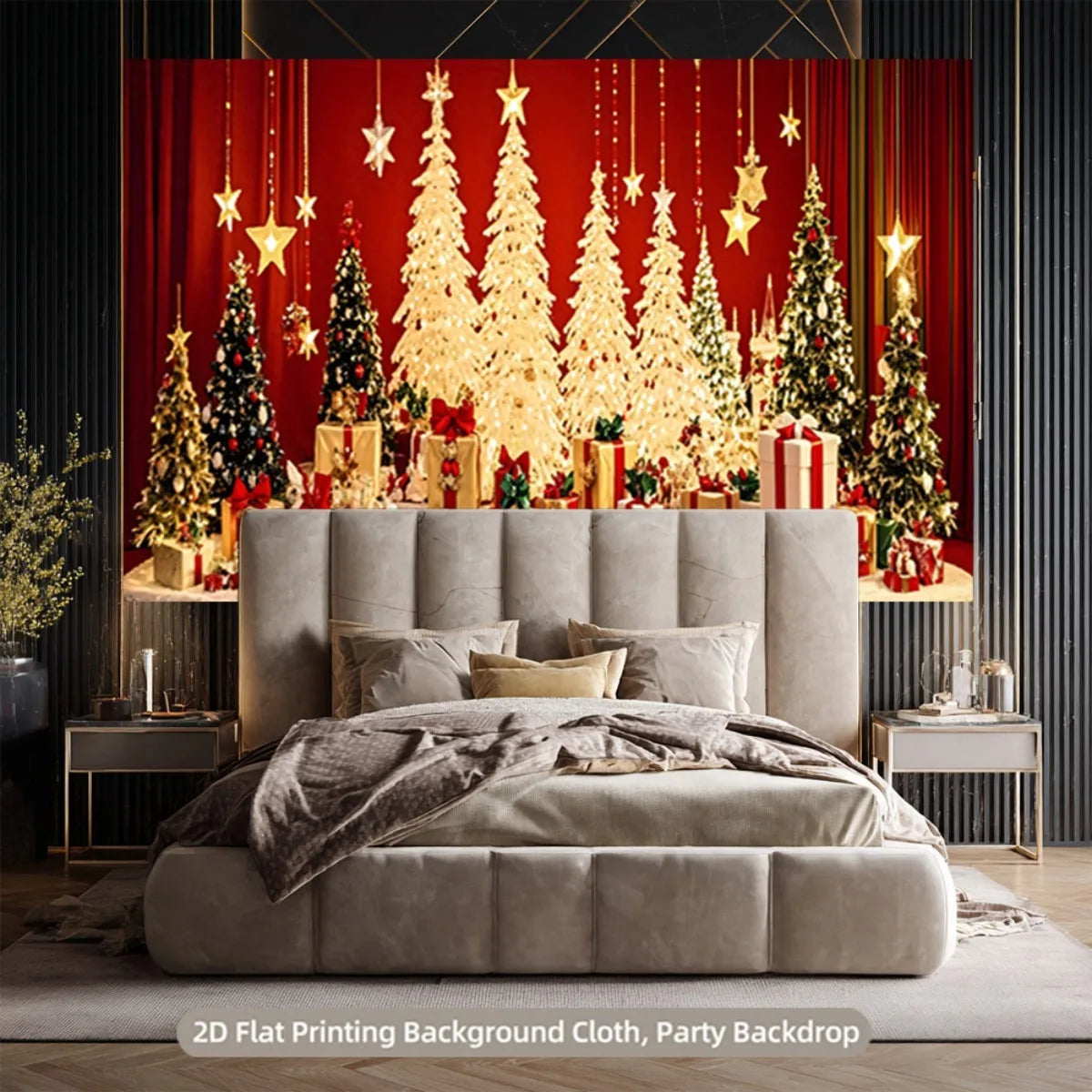 Christmas decorations with bright Christmas trees