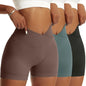 3 Pieces Women Solid Peach Hip Sports Pants High Elastic
