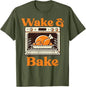 Thanksgiving Wake and Bake Funny Turkey Day Dad Men Women T-Shirt Humorous Thankful Graphic Outfit Short Sleeve Saying Tee Tops