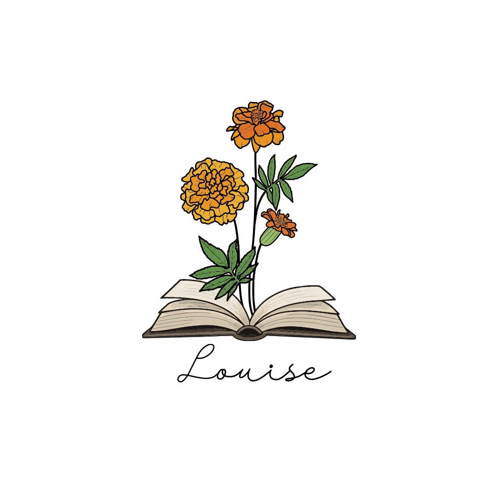 1pc Name Bookmark with Birth Flower,Custom Leather Birth Flower