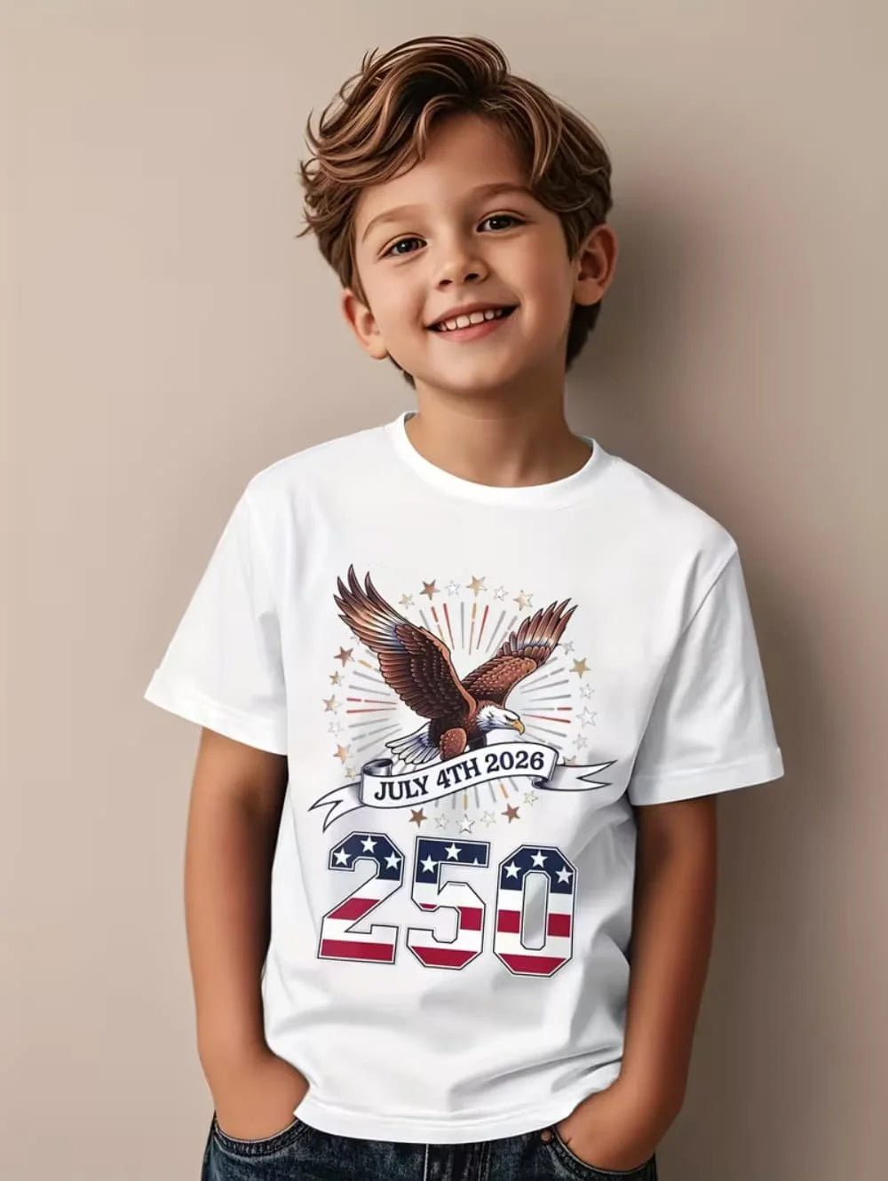 T-Shirt for Kids America 250th Birthday Eagle Flag 250 Years