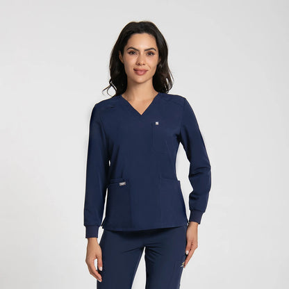 KUNGFU SCRUBS Women Long-sleeved Scrub Tops Nursing T-shirt