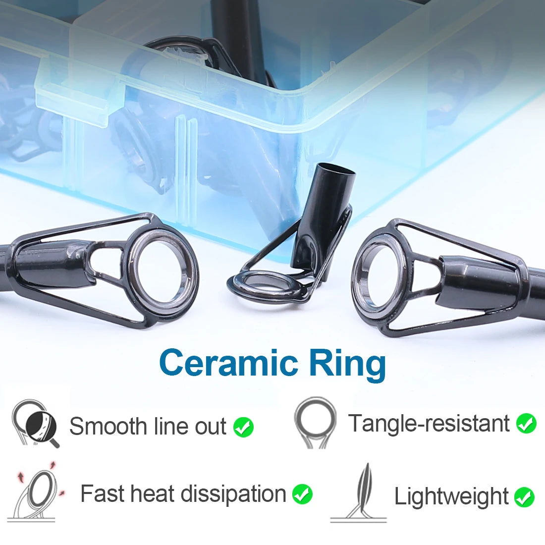 FishTrip 5Pcs Fishing Rod Guides Tip Top Repair Kit