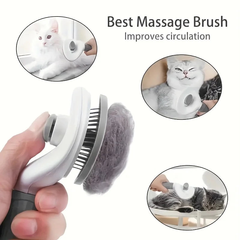 One-Click Pet Hair Removal Comb for Effortless Grooming