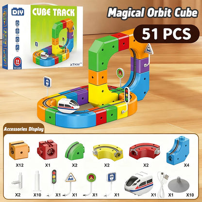 New 51PCS Magical Track Train USB Rechargeable 3D