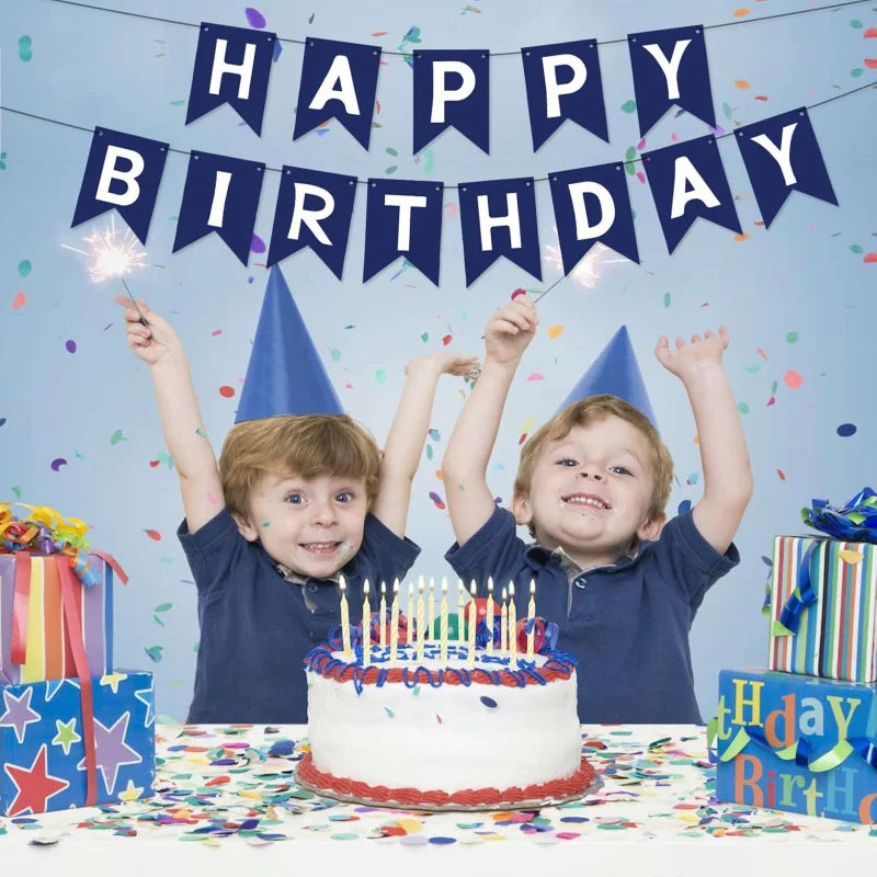 Navy Blue Happy Birthday Banner - Blue Sign