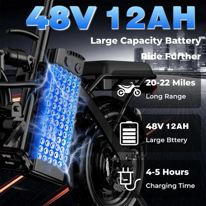 LELEKUAI 500W Adult Electric Bike, 20 MPH, 48V 12Ah Removable Battery, 14 Inch Folding Electric Bike, Multi-Shock Absorption