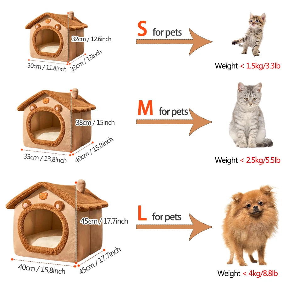 Foldable Pet House Removable Washable Cat House Puppy