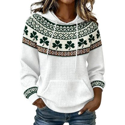 st patricks day women hoodie green clover