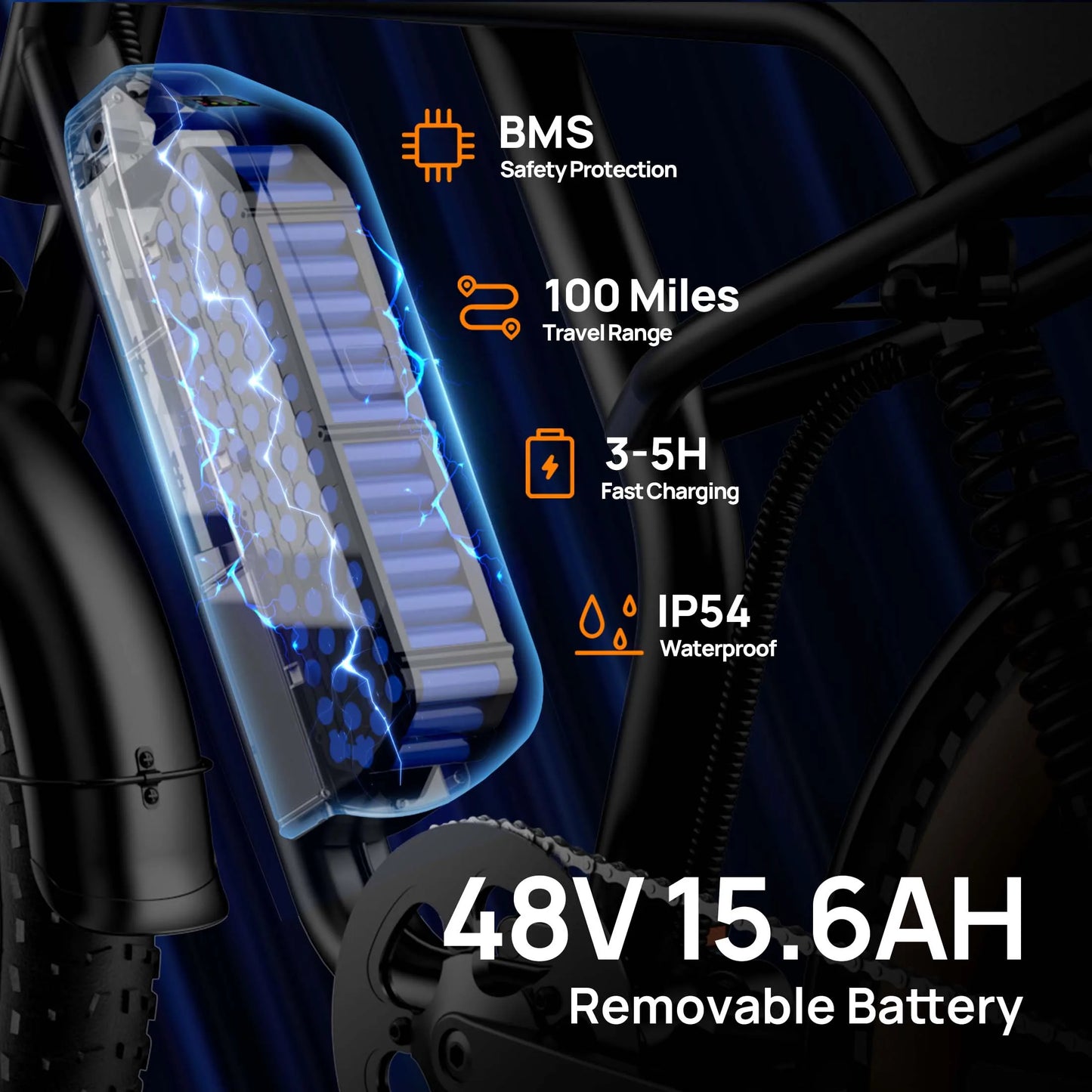 1500W Peak Electric Mountain Bike 48V 15.6Ah