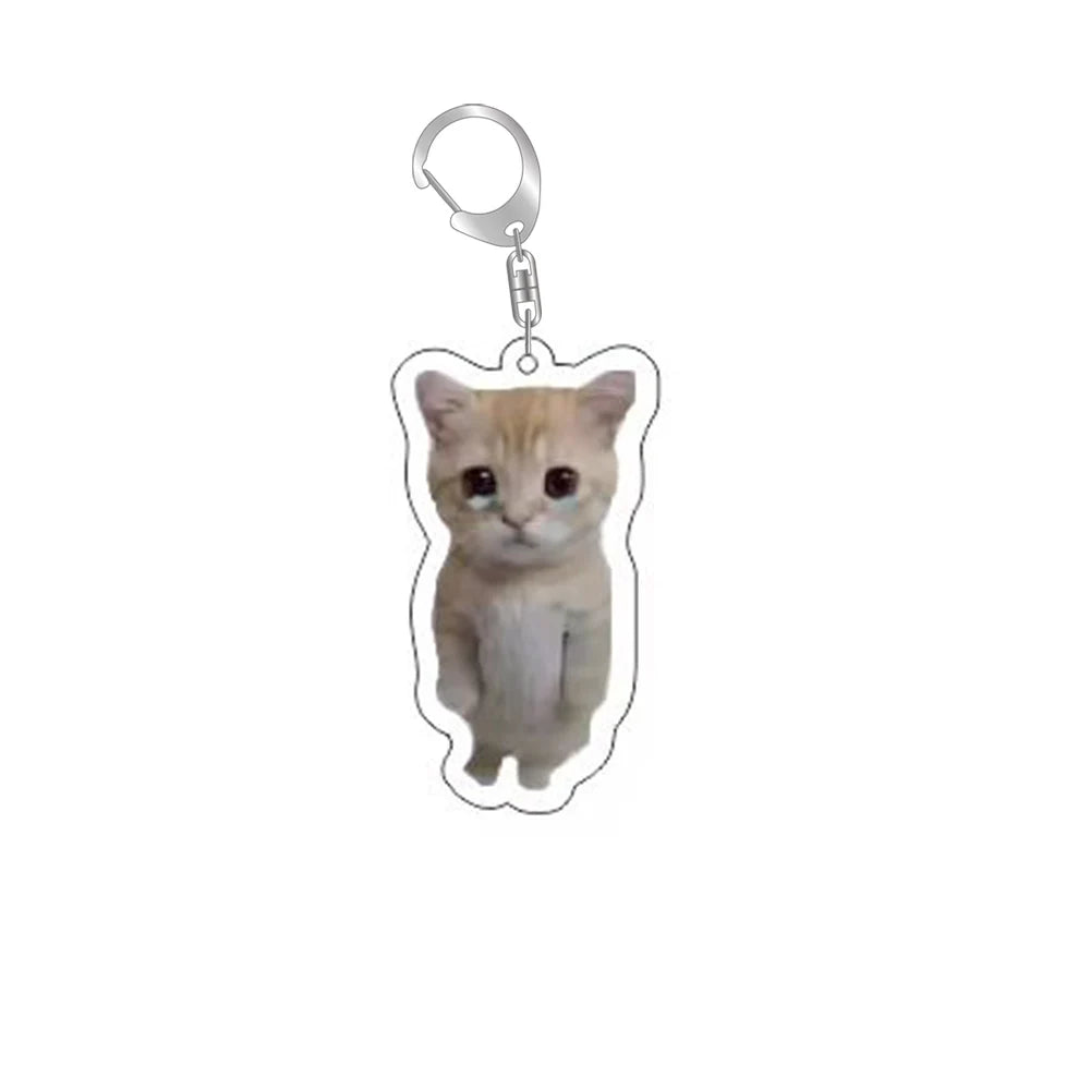 Funny Cat Memes Series Keychain Student Gift Bag Lanyard