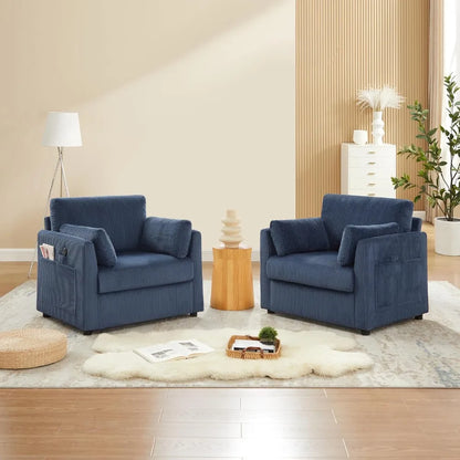 Modern Corduroy Accent Chairs, 38 W Comfy Armchair