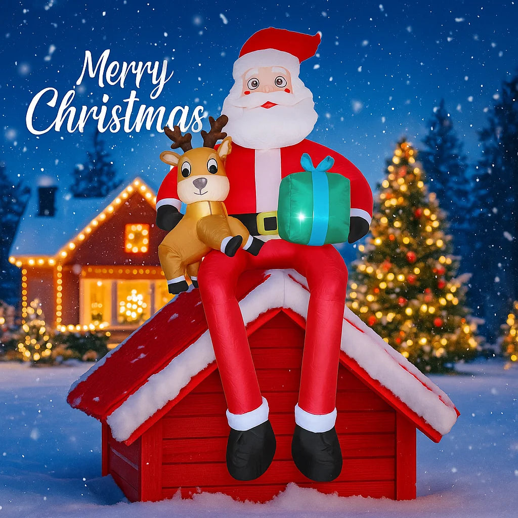 9.5FT Inflatable Christmas Santa Claus Decoration Reindeer