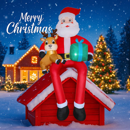 9.5FT Inflatable Christmas Santa Claus Decoration Reindeer