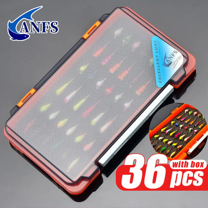 ANFS Ice Fishing Jigs 36pcs Ice Fishing Lures, Walleye Jig