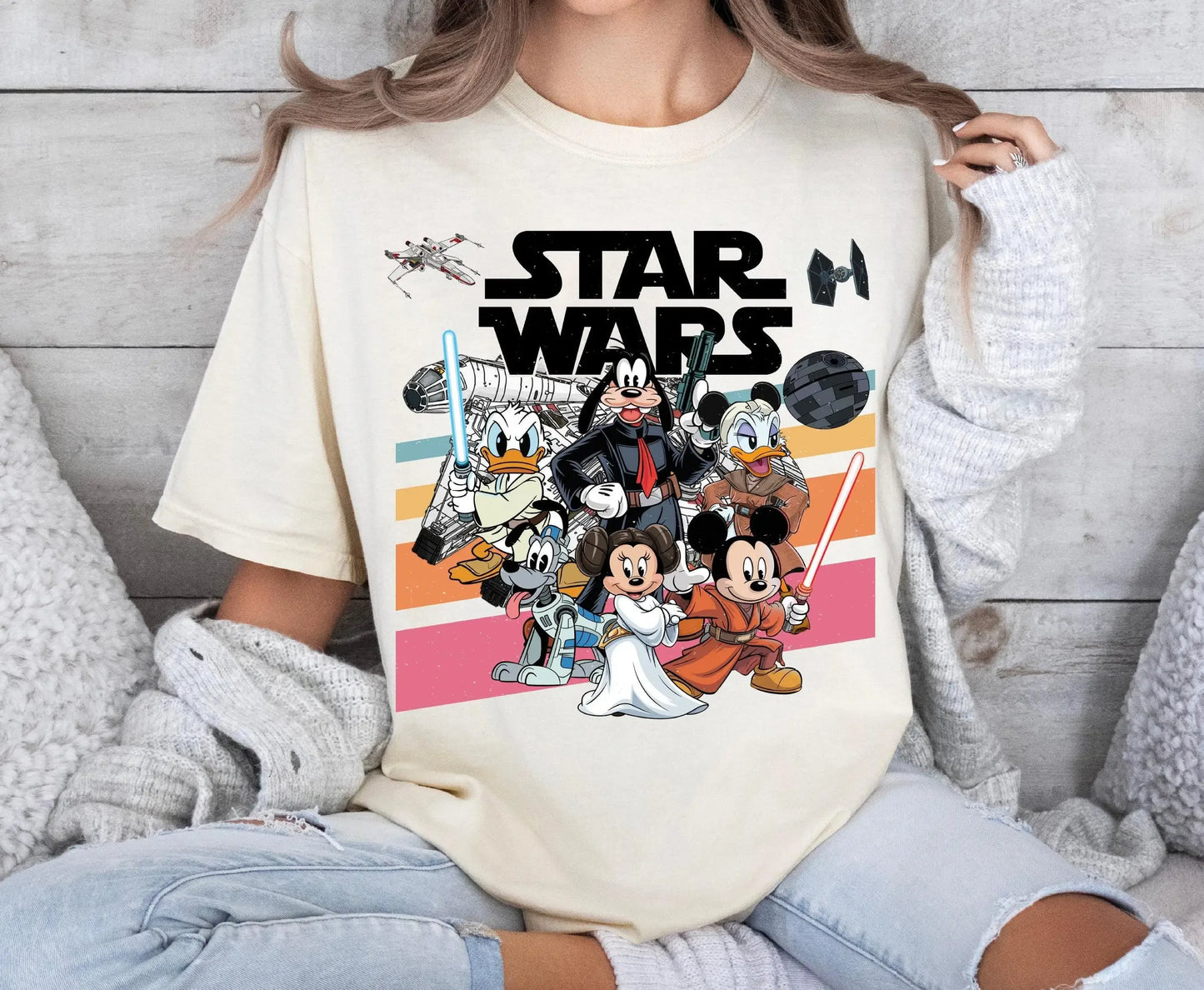 2025 Summer Retro Disney Mickey and Friends Star War Shirt