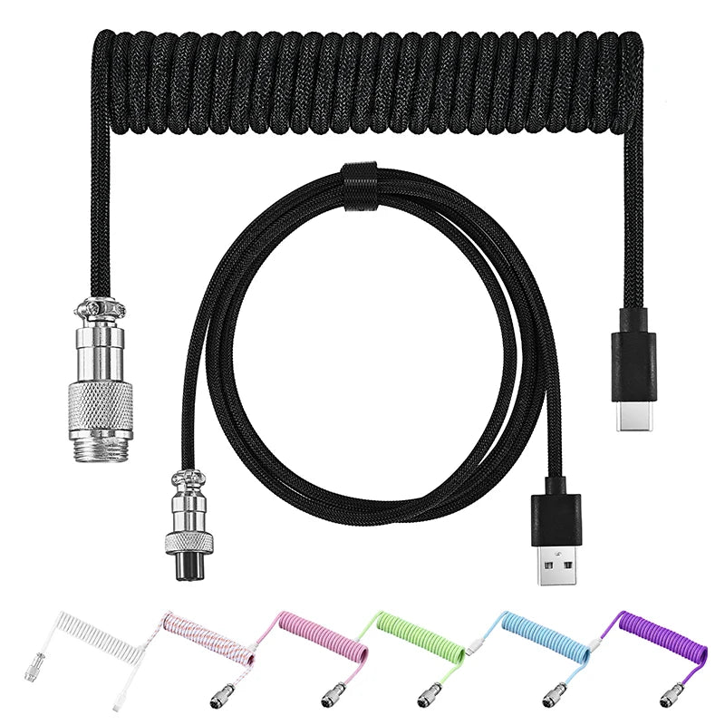 Coiled Keyboard Cable Type C To USB-A Mechanical Keyboard