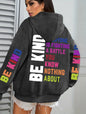Be Kind Hoodies Women Letter Prints Winter Fleece Warm