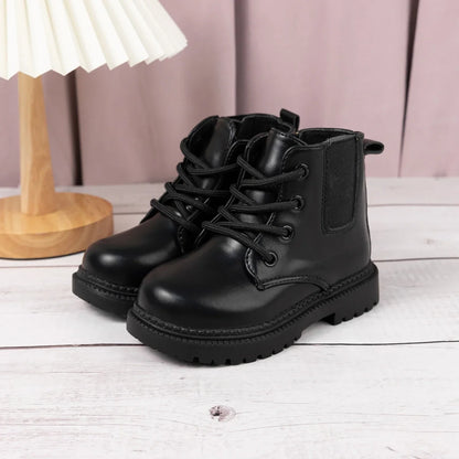 Autumn and Winter Children's Shoes Waterproof PU Leather