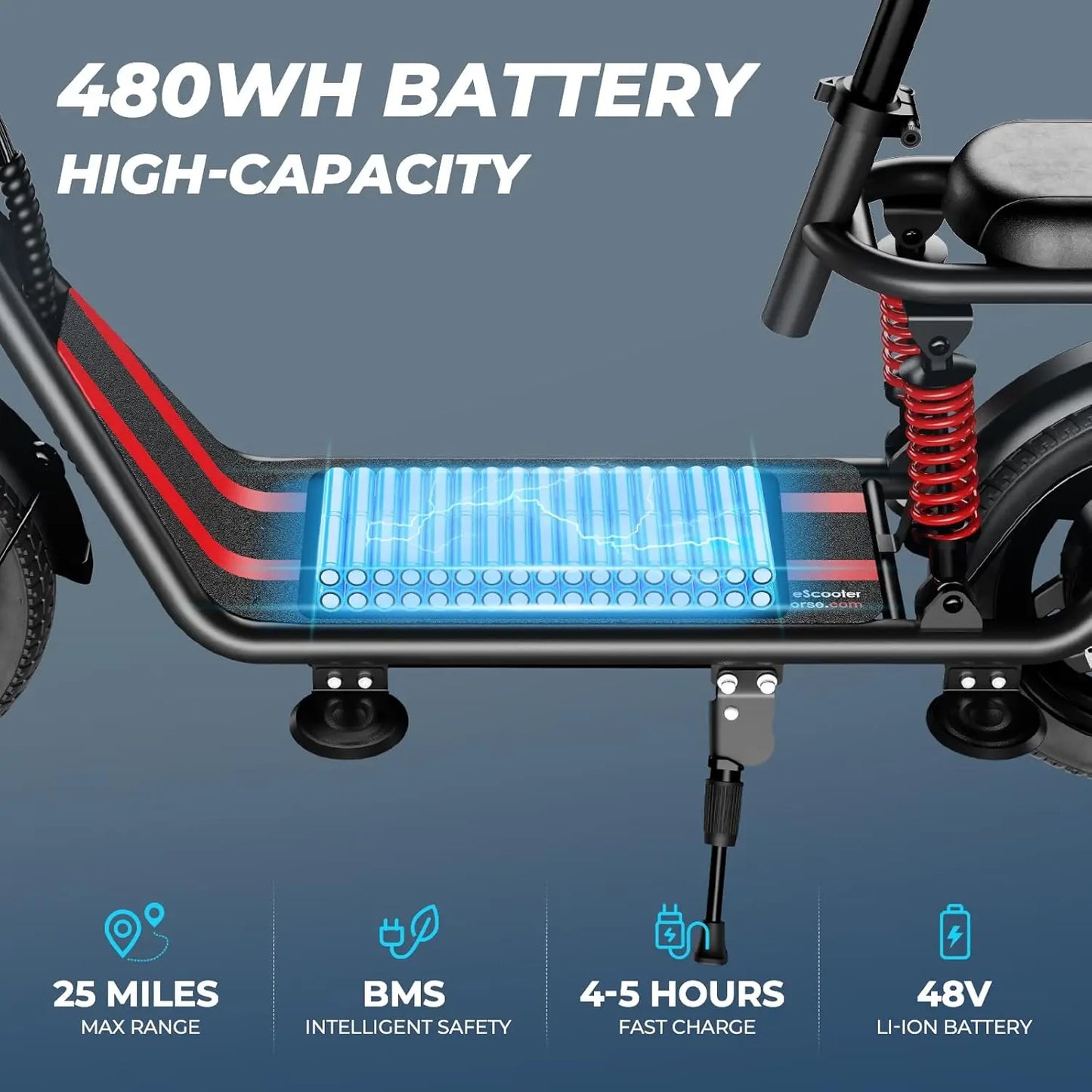 850W peak adult electric scooter,25 miles