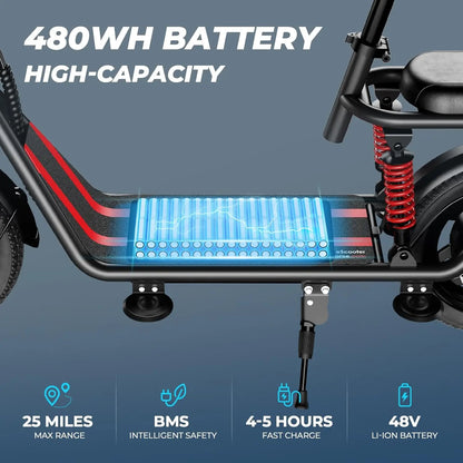 850W peak adult electric scooter,25 miles