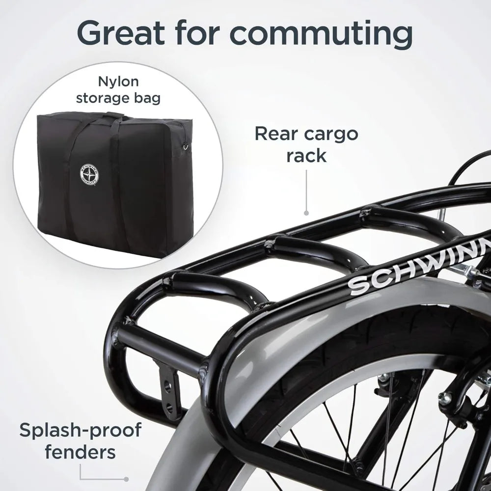 Loop Folding Bike, Black, Titanium or White, 20 Inch Bike for Adults