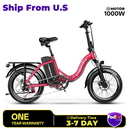 Cybervelo MARS700 1000W Folding Electric Bike,48V 20.8AH