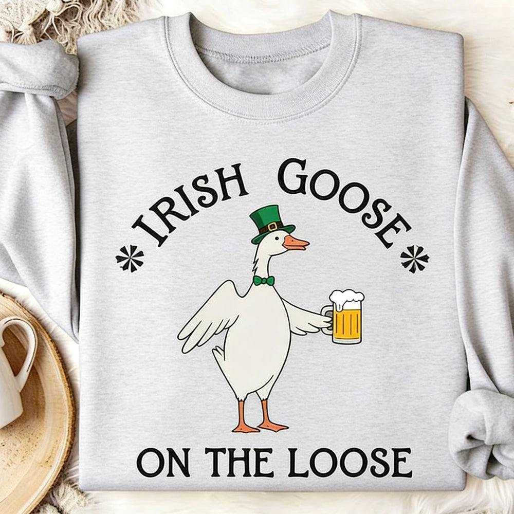 Lucky Goose on The Loose Sweatshirt St Patricks Day Gift