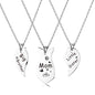3 PCS Mom Big Sister Littler Sister Heart Matching Necklace