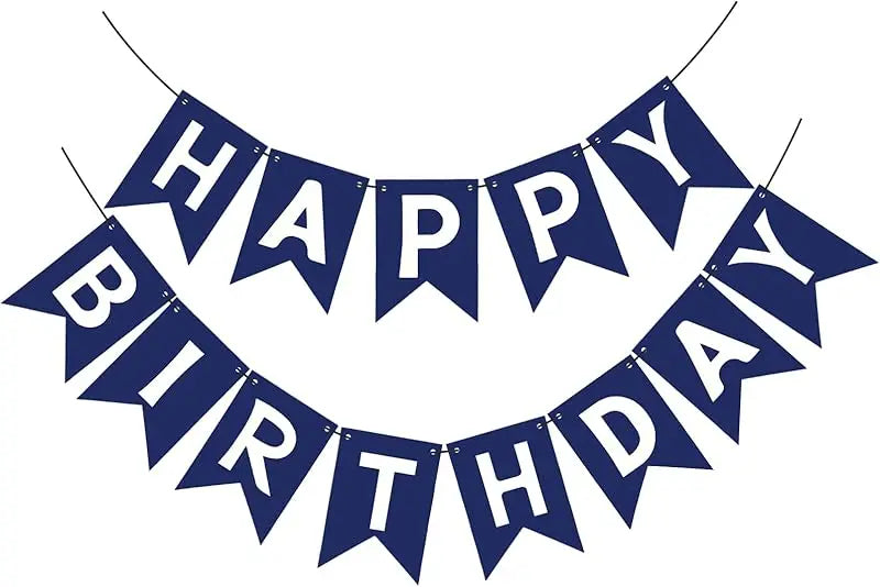 Navy Blue Happy Birthday Banner - Blue Sign