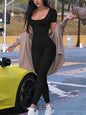 Women's Rompers Short Sleeve Solid Skinny Bodycon Jumpsuits